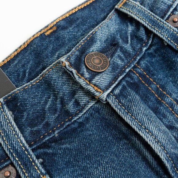 Levis Premium Ankle Column Skirt Dark Wash Denim Midi Centre Slit W 26 - Picture 5 of 16